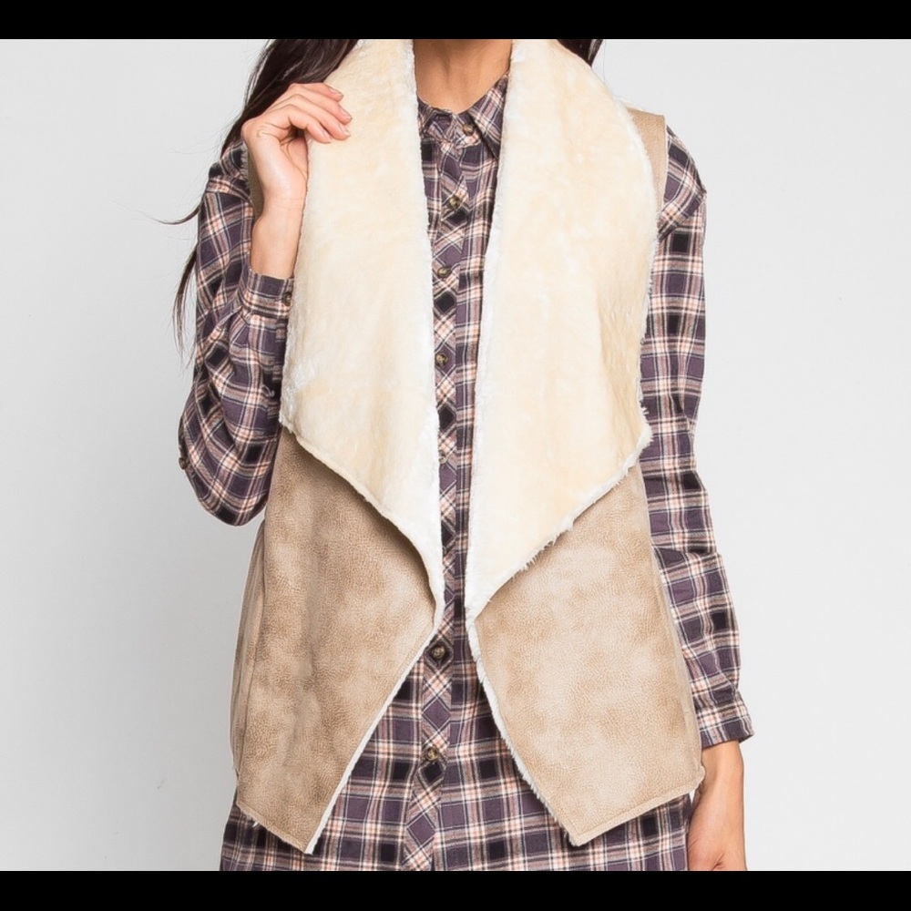 Beige Faux Fur Vest